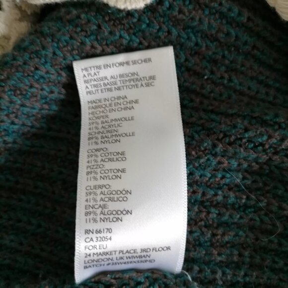 Bundle 2 Pins And Needles Anthropologie Green Ivory Crew Lace Hem Sweater XS - Picture 14 of 16